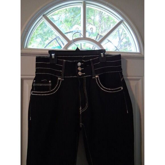 Bamboo Jeans Black with White Stitching Boot Cup Juniors 13/14 - Picture 3 of 9